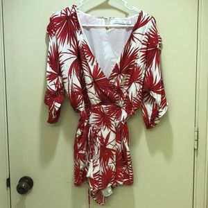 Red white anthropology romper